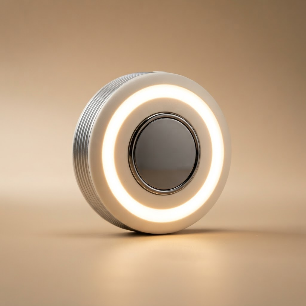 The illuminated LED ring around the digital display of AURA ONE